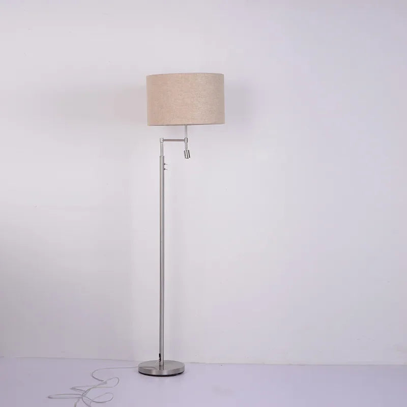 Lampadaire art déco en laiton et abat-jour en lin — Cannelle