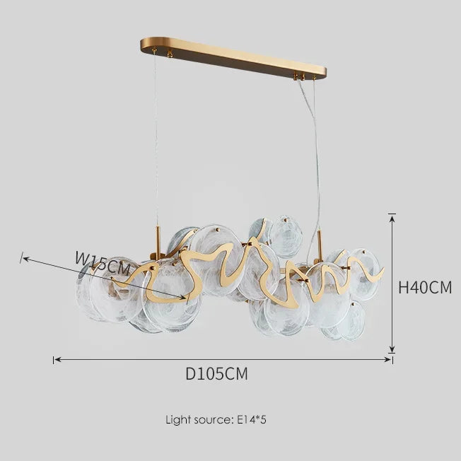 lustre post-moderne en verre simple pour salon luxueux