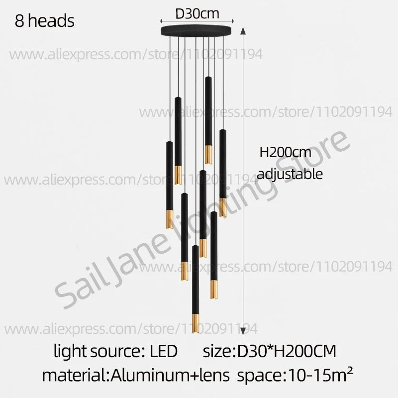 lustre led tubulaire pour éclairage intérieur de restaurant