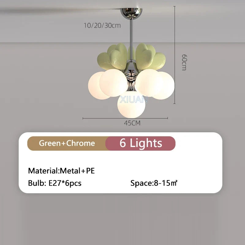 lustre de princesse avec bulle en forme de cœur pour chambre d'enfant