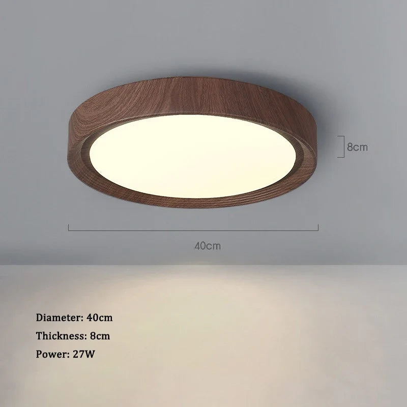 lampe circulaire simple style nordique grain de bois éclairage entrée balcon porche