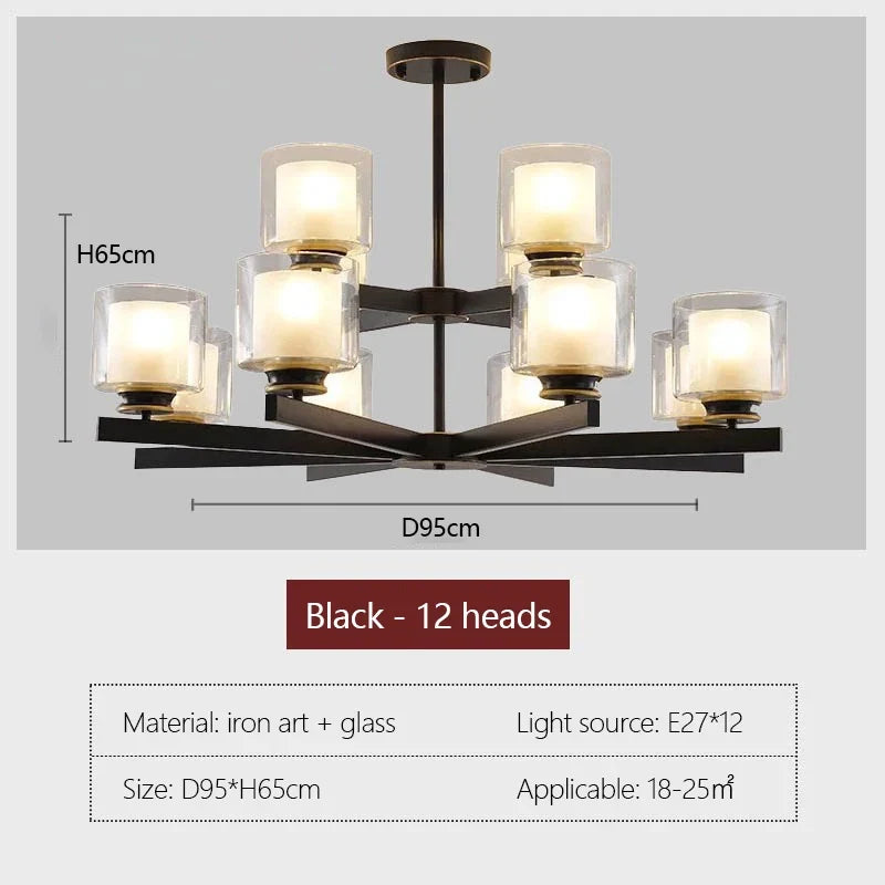 lustre moderne en verre avec éclairage led design luxe
