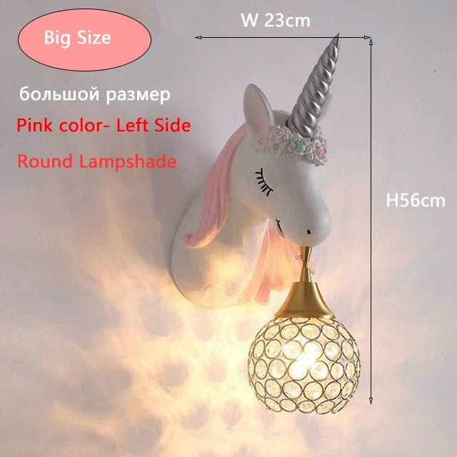 Applique murale résine LED licorne chambre fille princesse