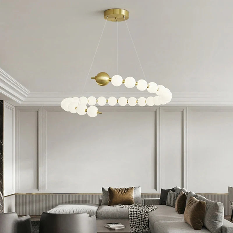 suspension à led ronde en laiton réglable pour divers espaces