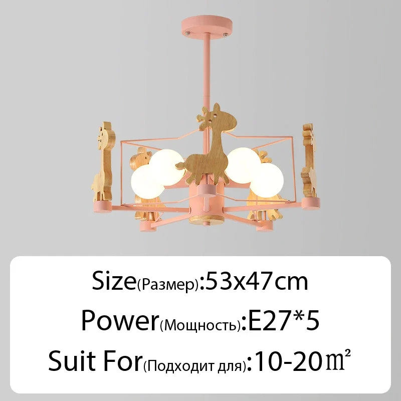 lustre en bois nordique lampe animal pour chambre enfant