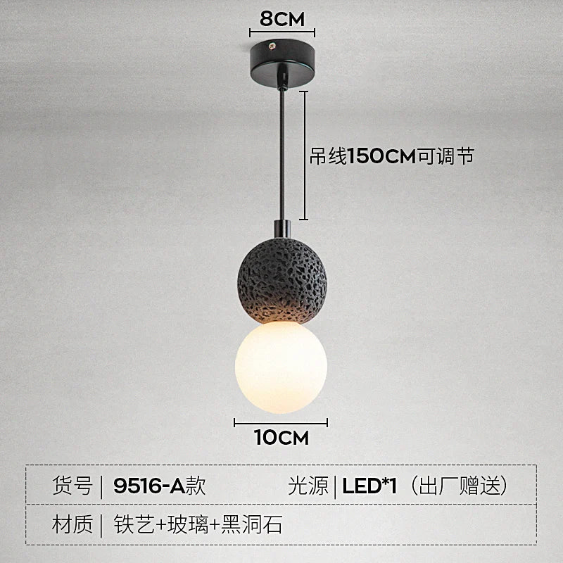lampe suspendue moderne en pierre à trou noir idéale pour bar ou studio