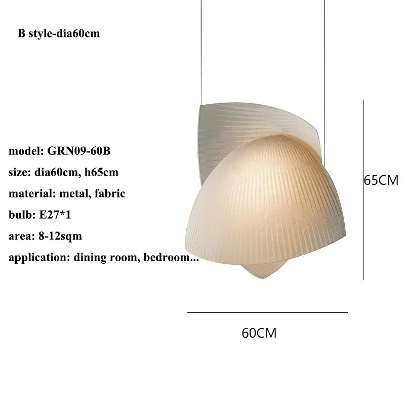 lustre led design moderne wabi sabi tissu éclairage décoratif