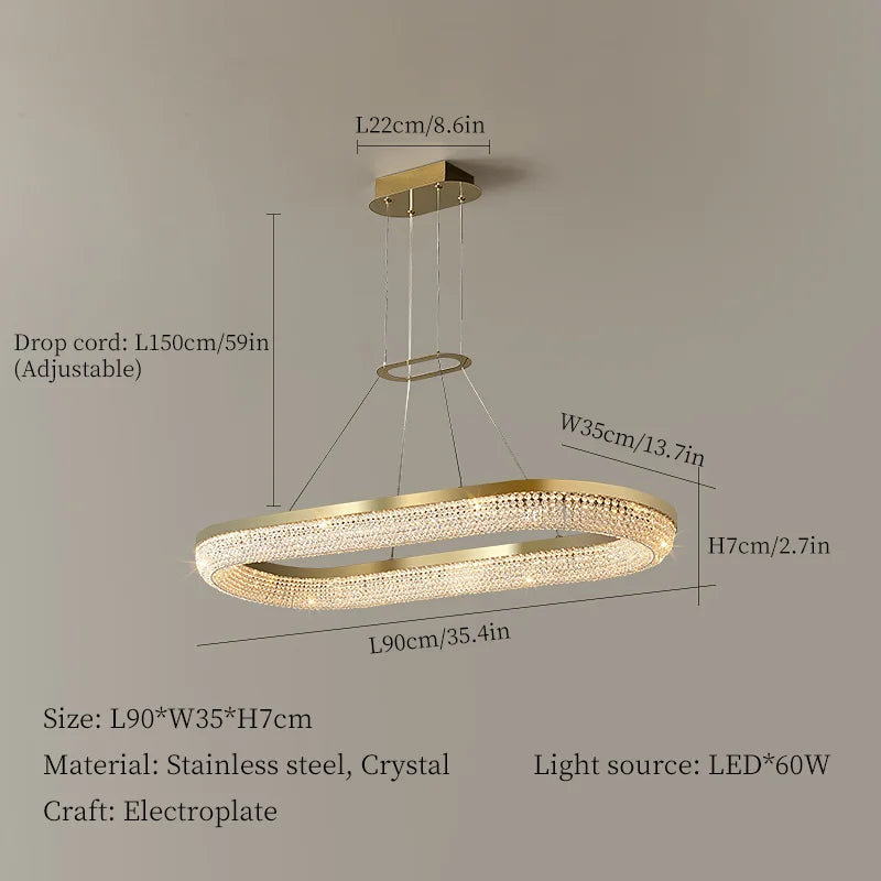 lustre en cristal rond design nordique pour décoration intérieure