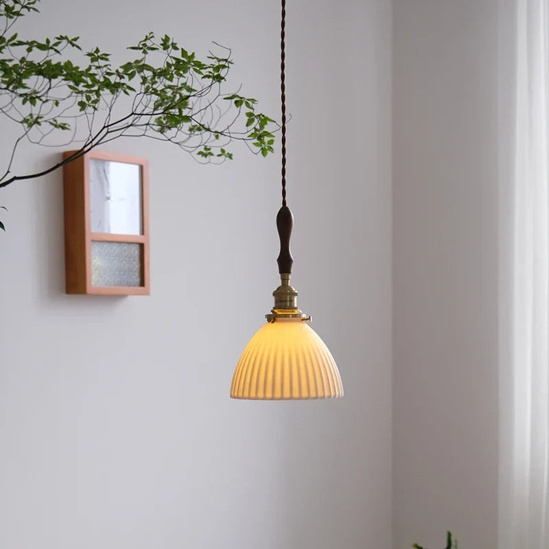 lustre nordique vintage en céramique et laiton luminaire suspendu