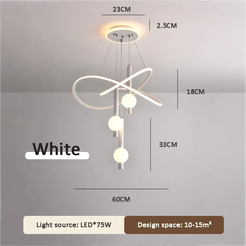 lustre moderne léger avec éclairage led pour intérieur