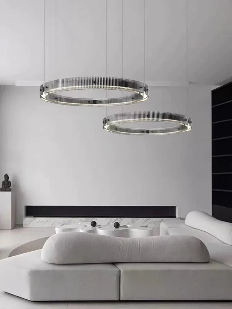 suspension circulaire en verre minimaliste design créatif en aluminium