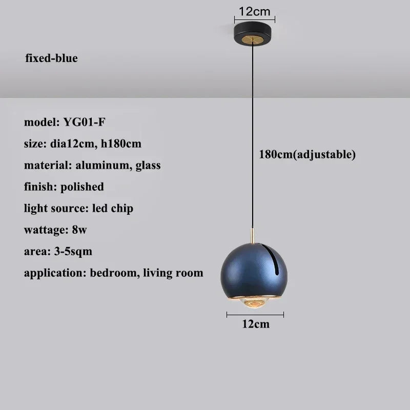 Suspension LED boule ronde moderne avec angle réglable