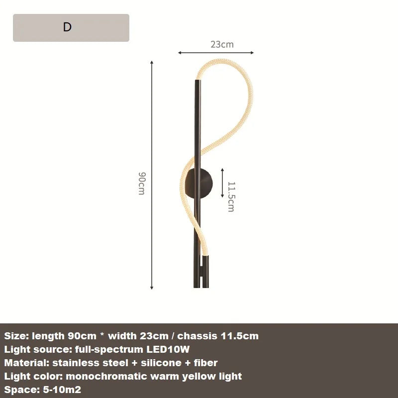 applique murale led minimaliste en fibre tissée en silicone souple