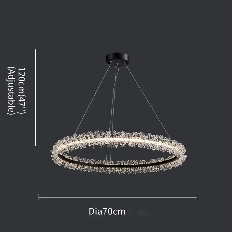 lustre en cristal avec anneau doré pour éclairage intérieur