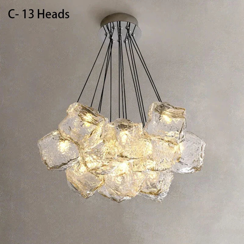 Lava Ice Cube Walnut Glass Bedside Chandelier, Lava Glass Table Lamp for Hallway Entry Bedroom Living Room Lighting  Home Light