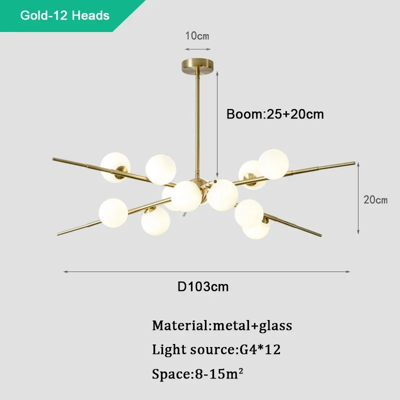 lustre moderne en verre pour éclairage intérieur design