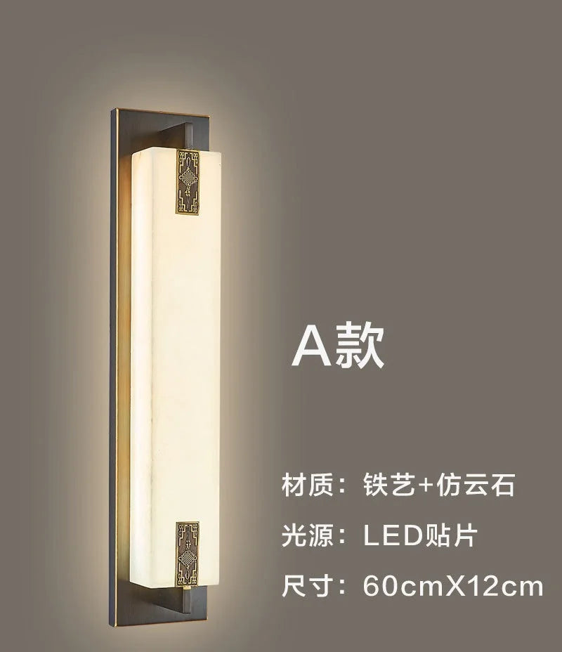 applique murale moderne en marbre chinois avec nœud et lumière led