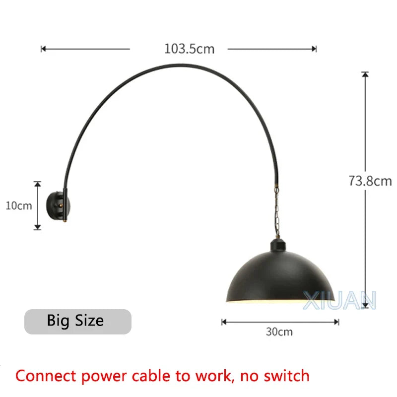 Long Pole Wall Lamps Industrial Vintage Living Room Wall Light Long Swing Arm Restaurant Dining Table Wall Mount Lights Black