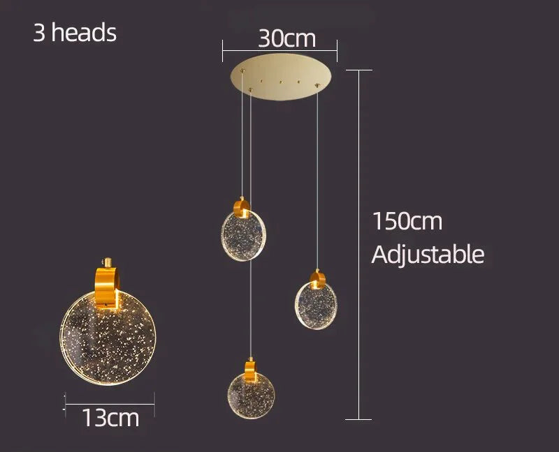 lustre moderne à LED pour escalier et duplex intérieur