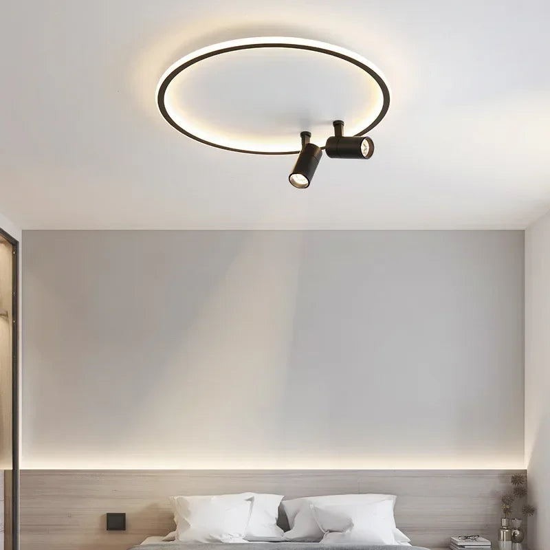 plafonnier moderne à leds avec projecteur lustre luminaire