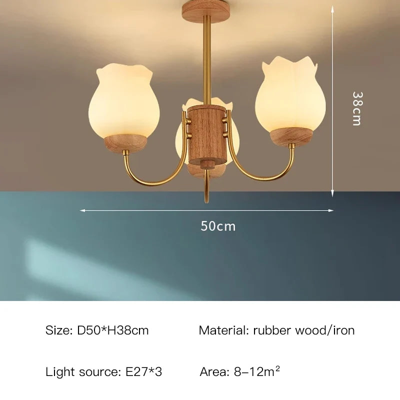 lustre en bois design moderne éclairage led pour chambre enfant