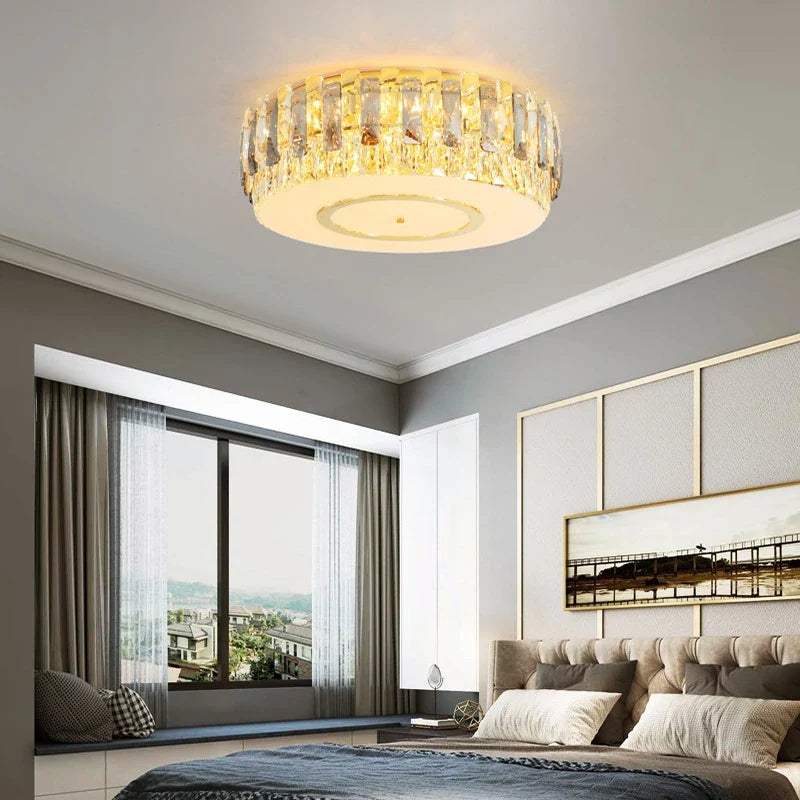 plafonnier led dimmable en verre de cristal rond moderne