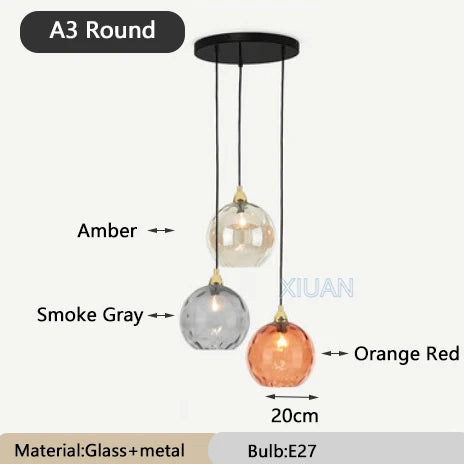 lustre en verre coloré lumineux pour restaurant