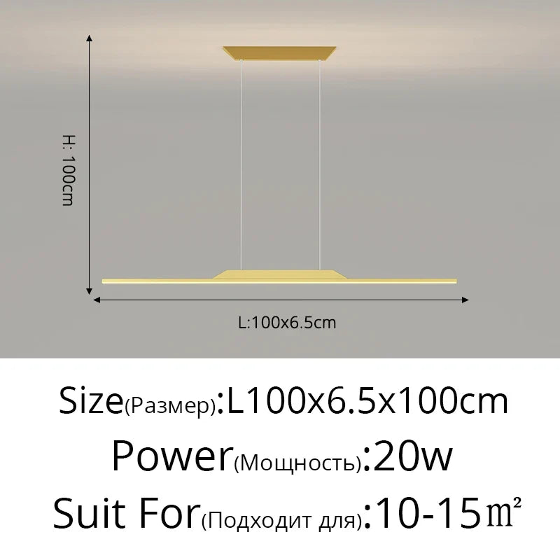 Lustre long led minimaliste avec hauteur réglable