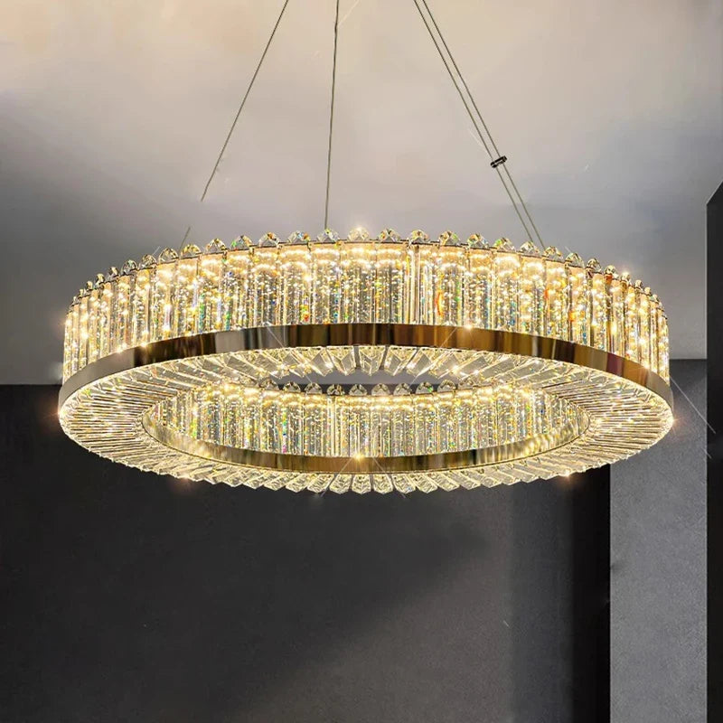 lustre moderne en cristal avec lampes led suspendues luxueuses