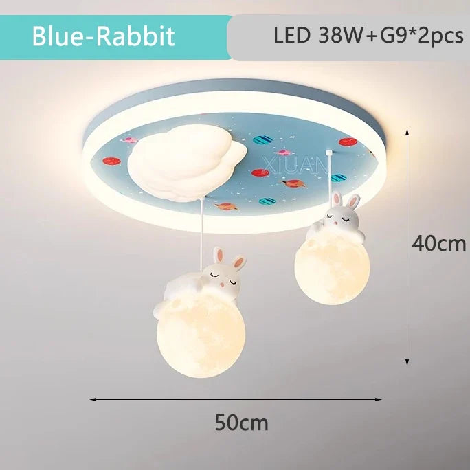 lustre led pour enfants avec motif ours et lapin