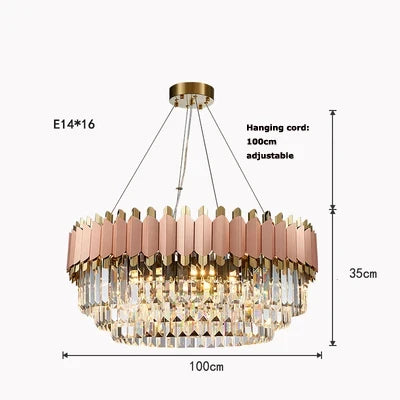 lustre art déco en acier inoxydable et cristal élégant et moderne