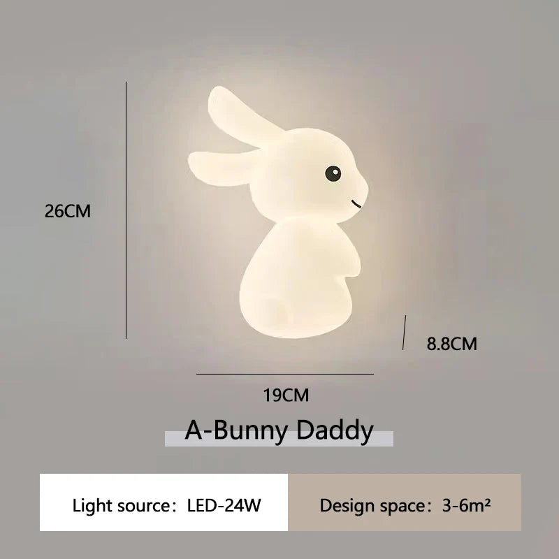 Applique murale de lapin mignon LED lampe de chambre d'enfant moderne Simple chaud chambre de bébé pépinière petite fille garçon chambre chevet appliques murales