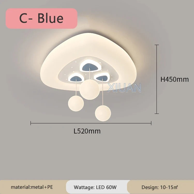 Full Spectrum Pink White Cloud Ceiling Lamps with Hanging Ball AC220V Nursery School Children Bedroom Kids Room Chandelier Light