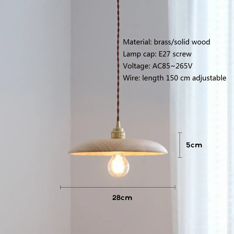 suspension led en bois et laiton style nordique moderne