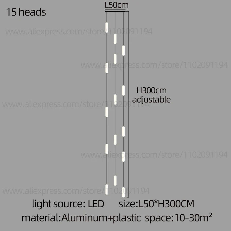 lustre led nordique pour escalier duplex penthouse villa