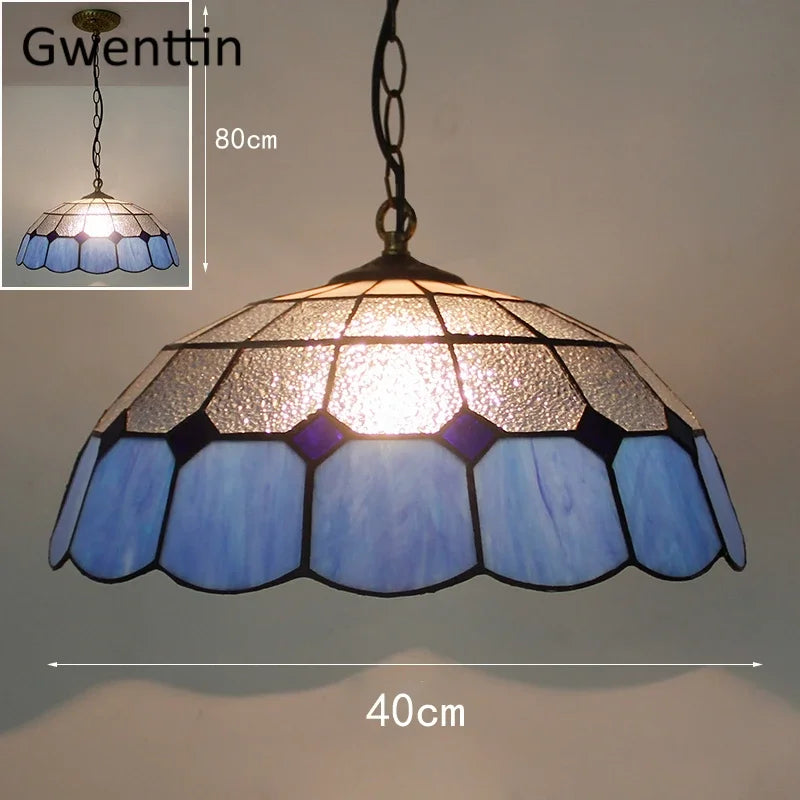 suspension en verre teinté style tiffany pour décoration intérieure