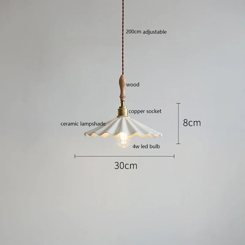 Suspension design led papillon céramique et bois