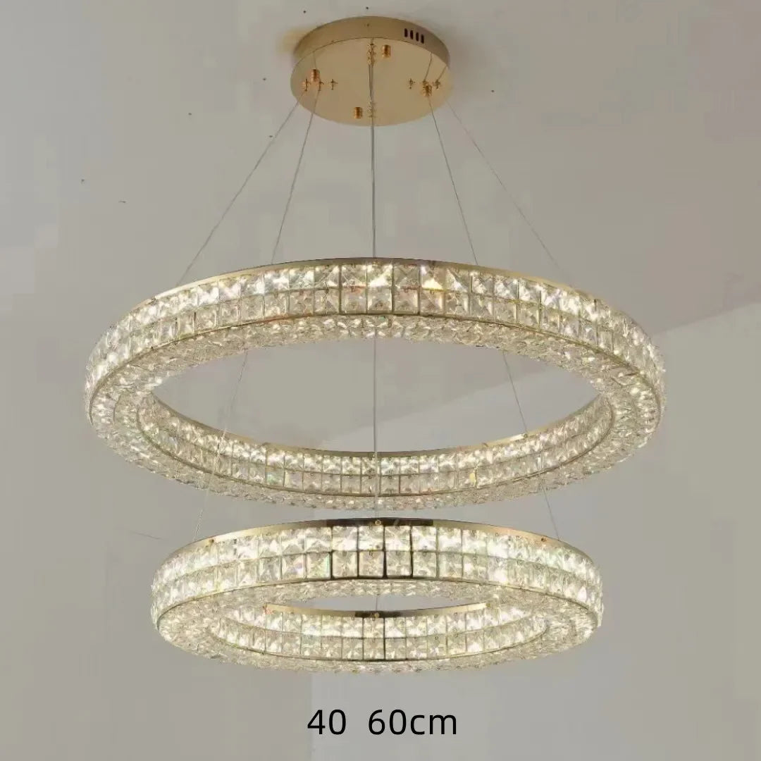 lustre en cristal transparent à led pour décoration intérieure moderne