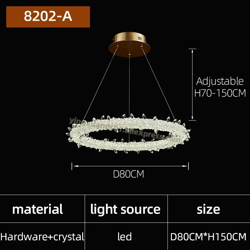 lustre en cristal de luxe à fleurs de glace éclairage suspendu élégant