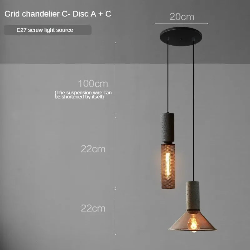 lampes suspendues en ciment pour loft industriel abat-jour en fer forgé