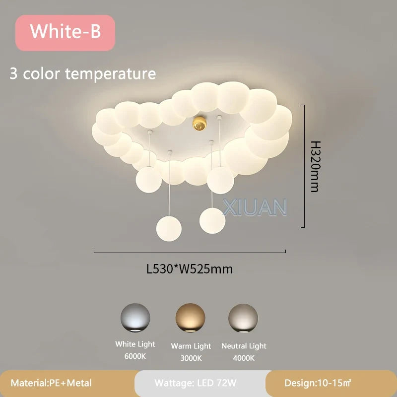 Nordic Cloud Ceiling Lamps Bedroom Ceiling Light Pink White Bubble Design Children's Room Chandelier Lights for Princess Room