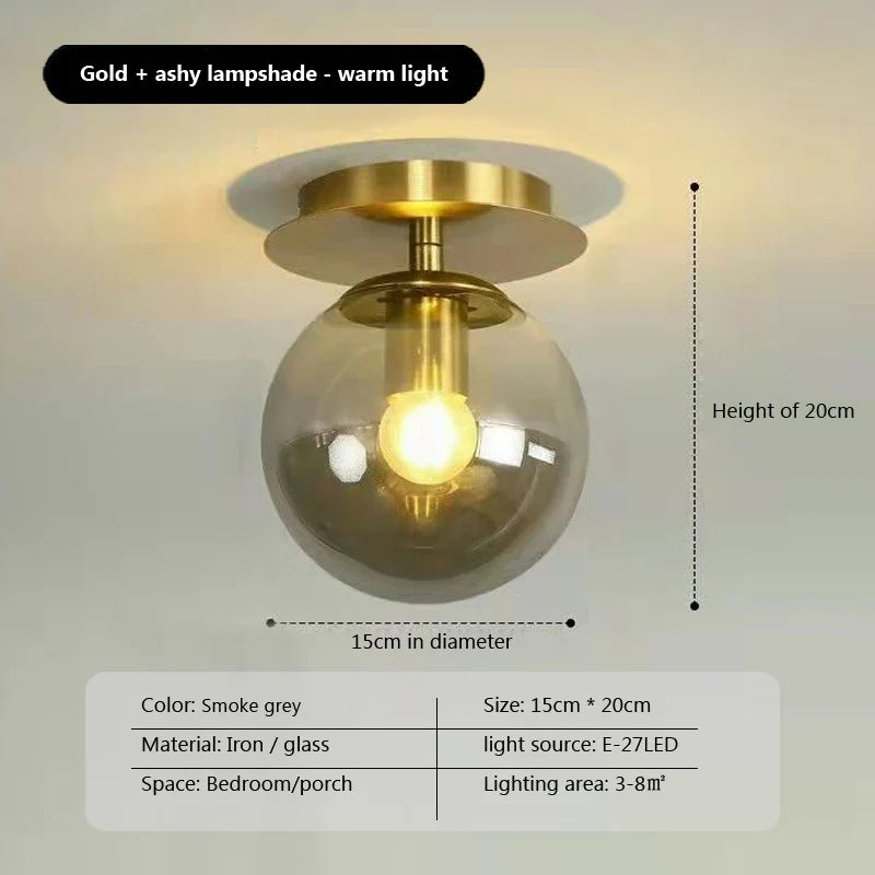 Plafonnier LED boule en verre moderne