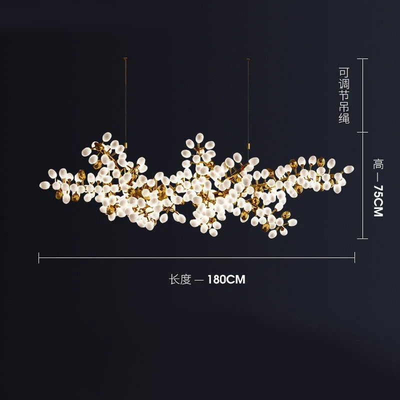lustre moderne en or en forme de raisin pour intérieur élégant