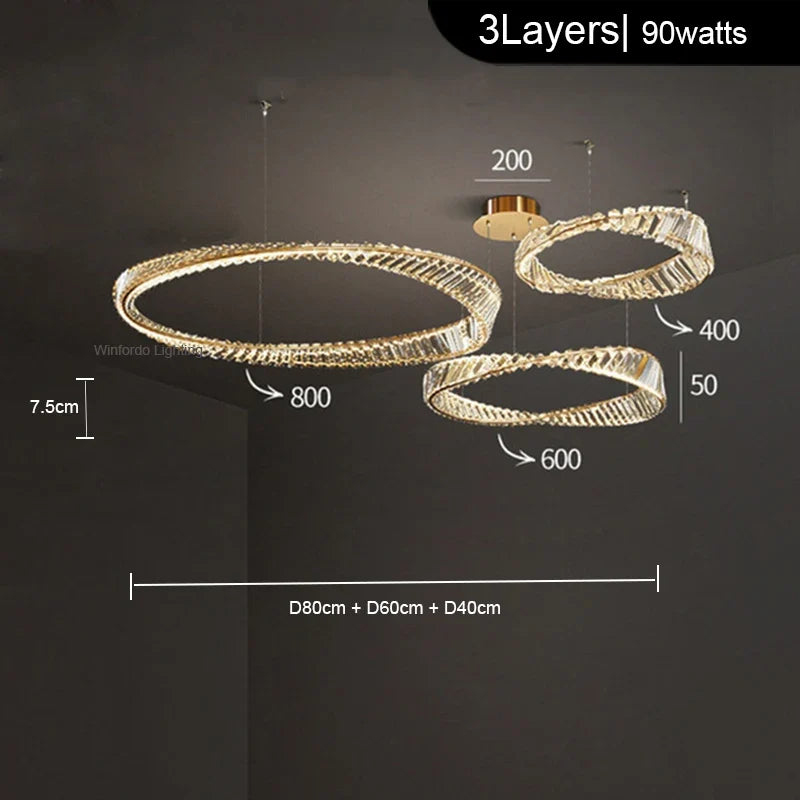 lustre en or de luxe avec éclairage en cristal winfordo