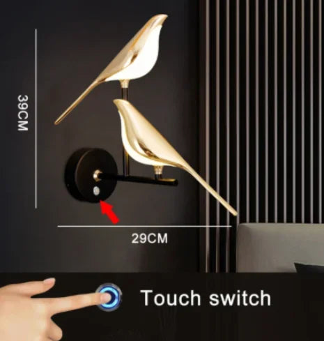golden bird applique murale led rotative 	 suspendue