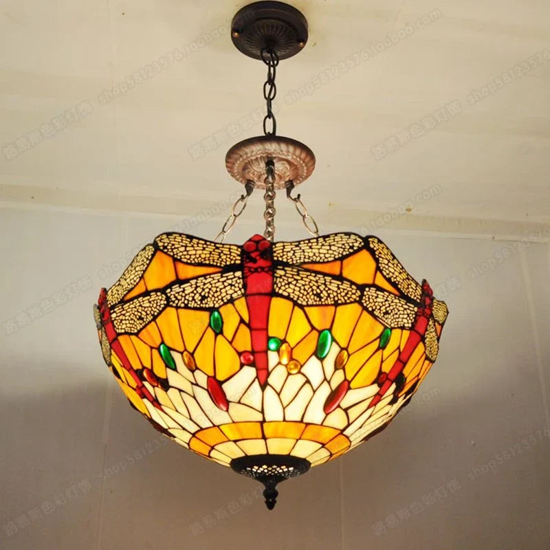lampe de chevet libellule style européen en verre tiffany