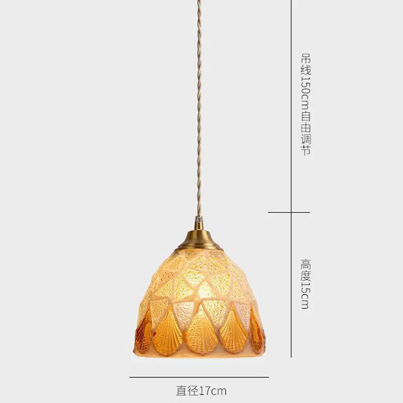 Suspension tiffany méditerranéen en verre coquille led