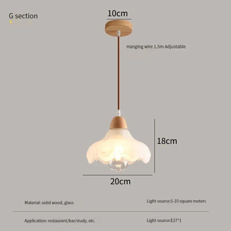 lustre nordique led suspendu moderne en bois et verre