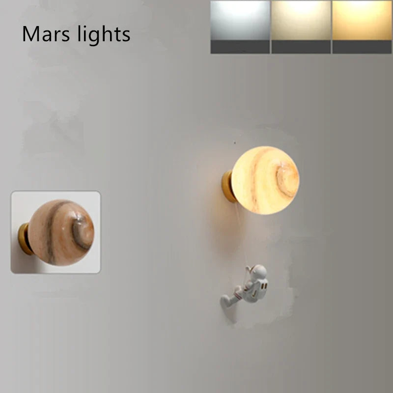 applique murale lune astronaute en cuivre pour garçon