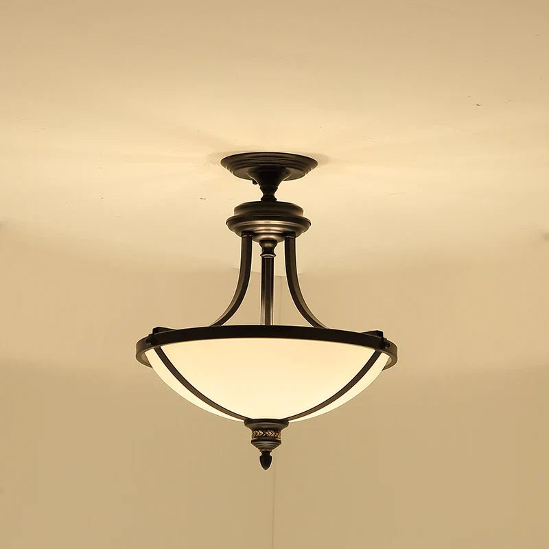 lustre led style campagnard américain en fer forgé et verre